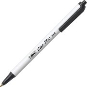 Bic Clic Stic Pen, Medium Point, 24/BX, Black Ink/White Barrel PK BICCSM241BLK